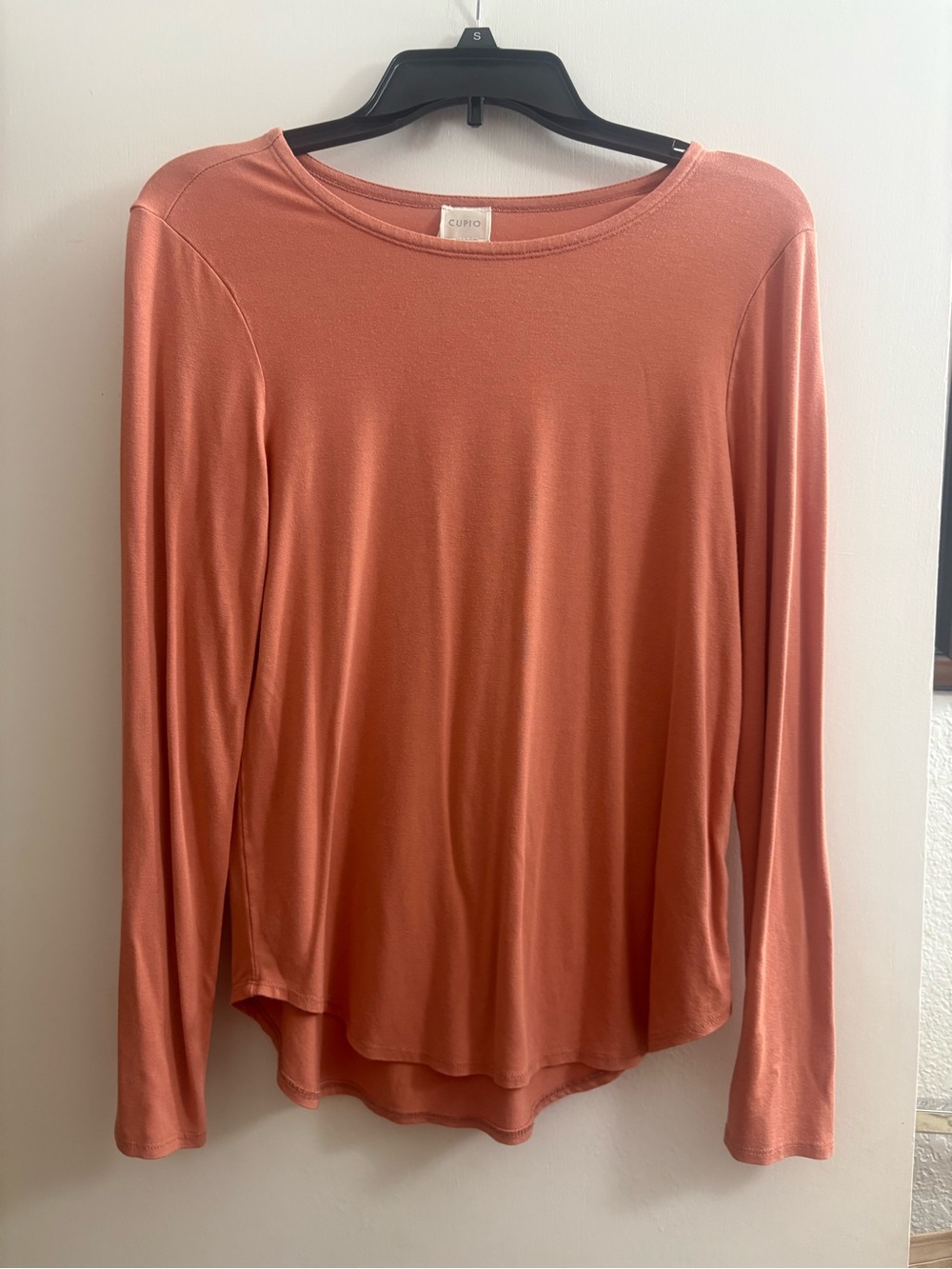 Cupio Long Sleeve Boatneck Top — Rusty Coral